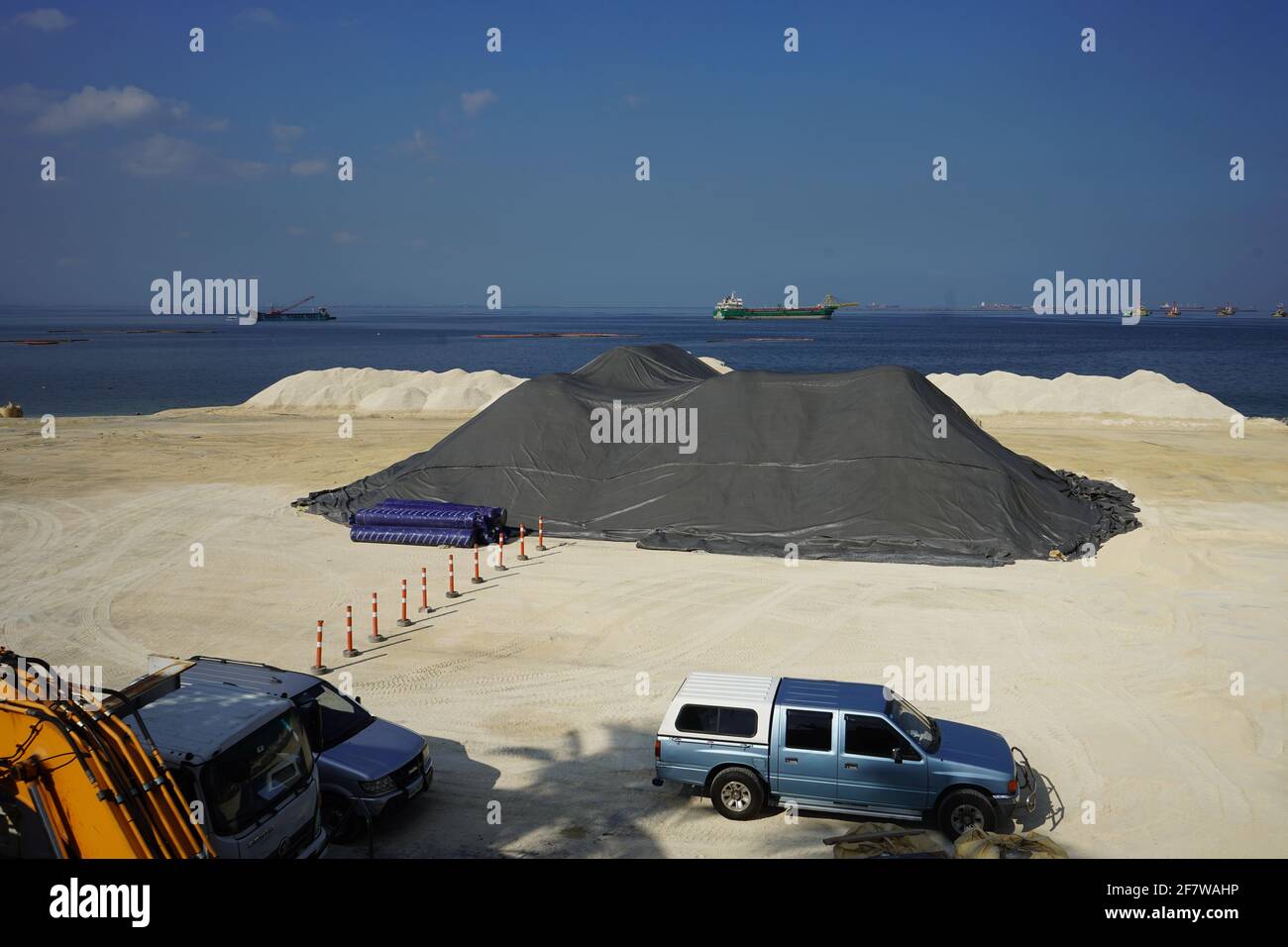 Big rocks were added as ornaments on the ongoing dumping of dolomite on ...