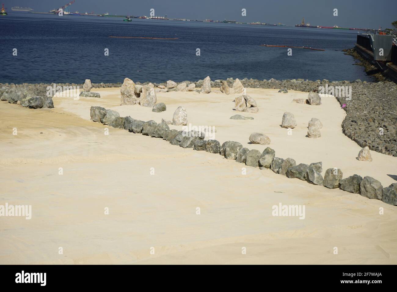 Big rocks were added as ornaments on the ongoing dumping of dolomite on ...