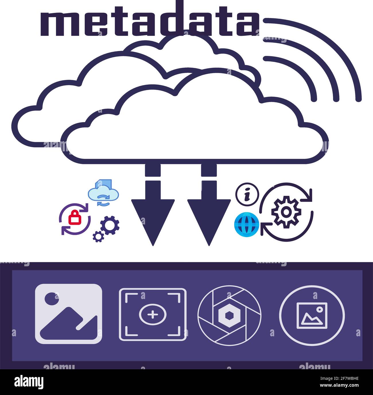 Metadata illustration pictogram. Search engine symbol. Pictogram for web page, mobile app, promo.  design element. Editable. Stock Vector
