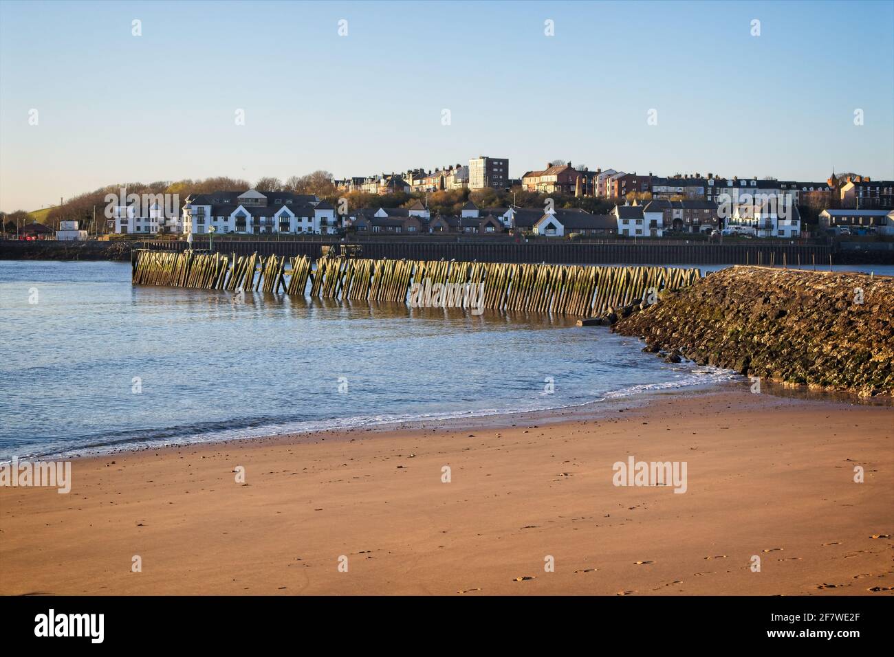 The Fish Quay Beach in North Shields, Tyne and Wear captured in early