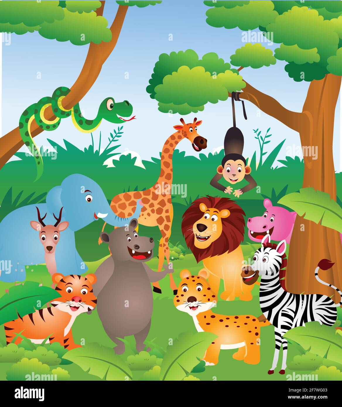 Forest animals cartoon background vector Stock Vector Image & Art - Alamy