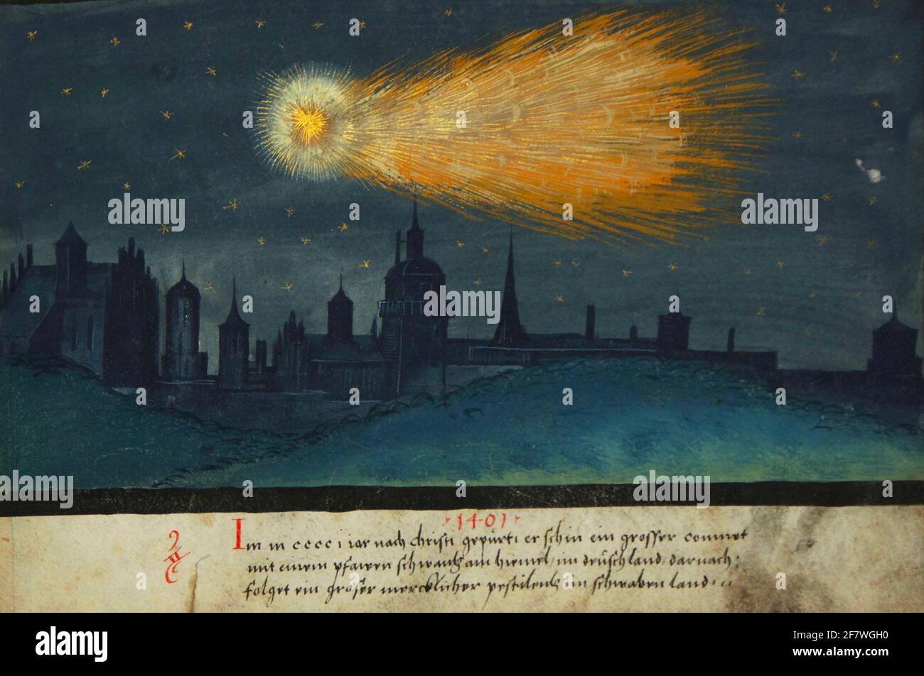 Comet from The Book of Miracles. Stock Photo