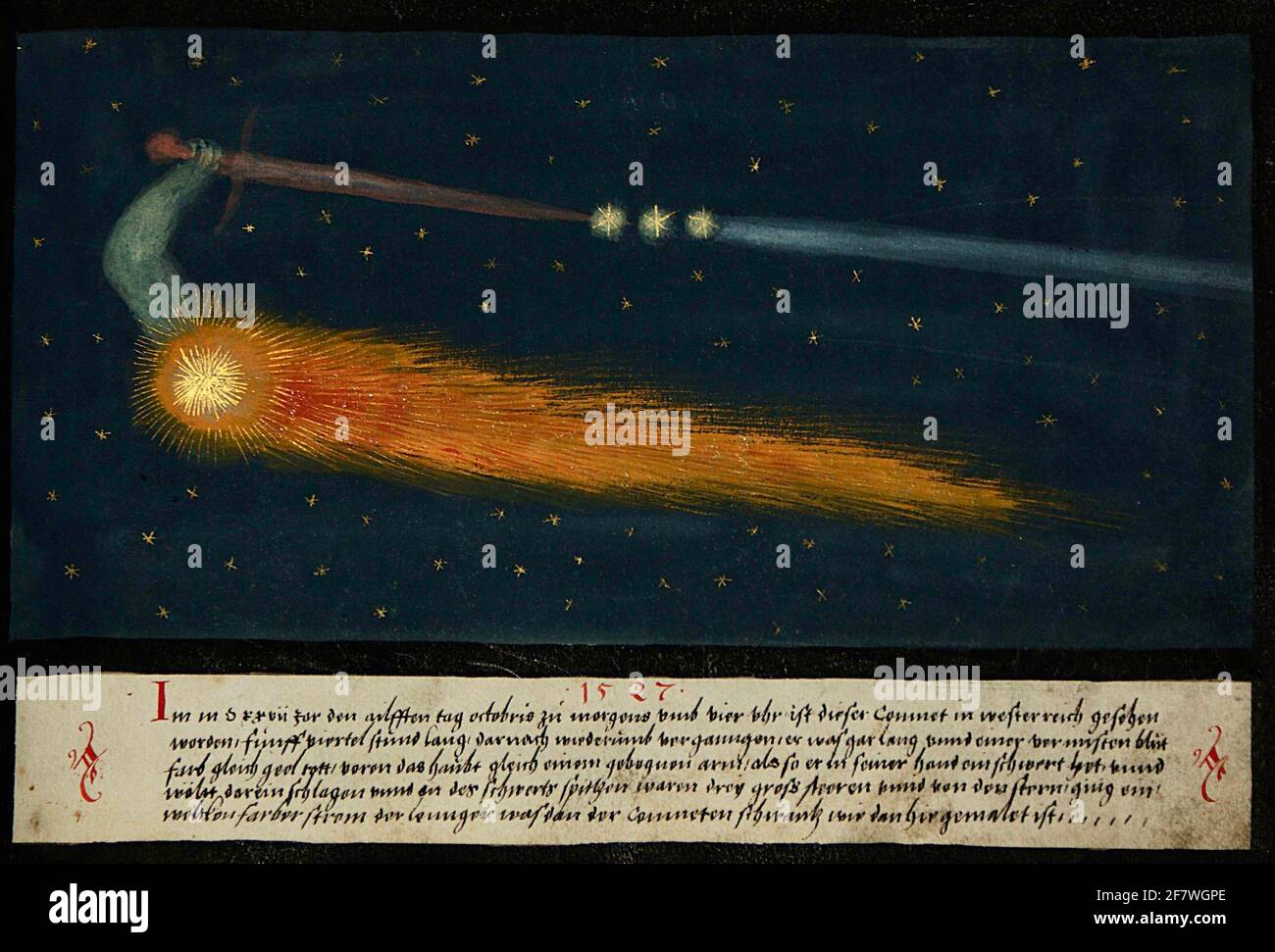 Comet from The Book of Miracles. Stock Photo