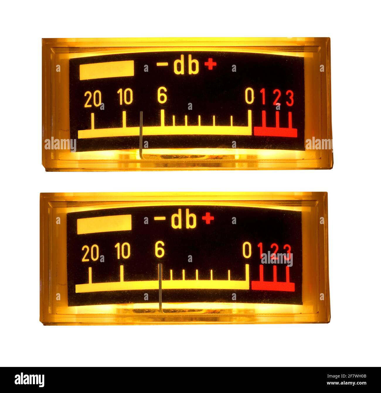 set of two vintage VU Meter used in vintage audio gear like tape recorders  or amplifiers, isolated on white background Stock Photo - Alamy