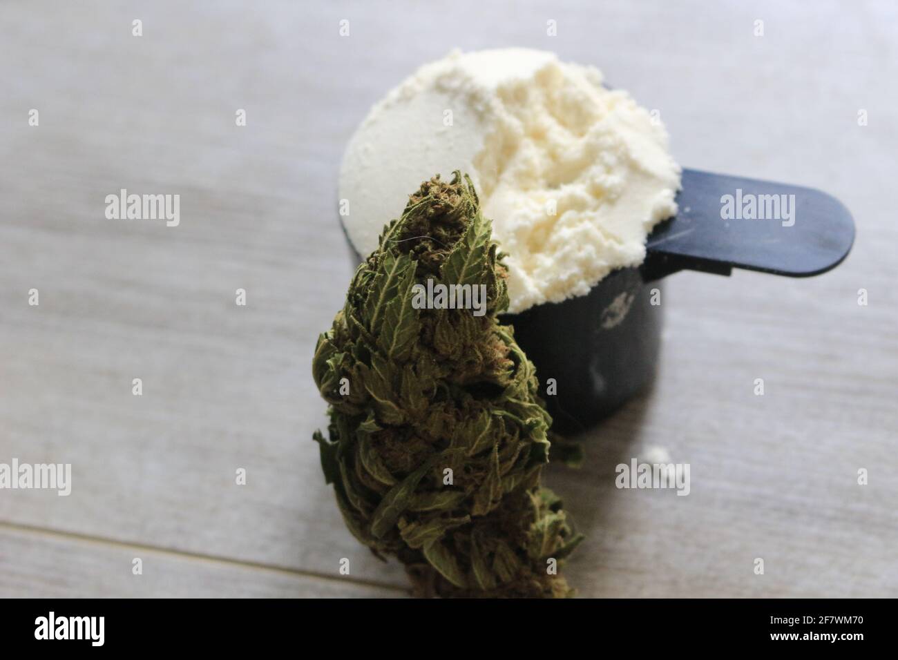 Closeup shot of cannabis on a white powder Stock Photo - Alamy