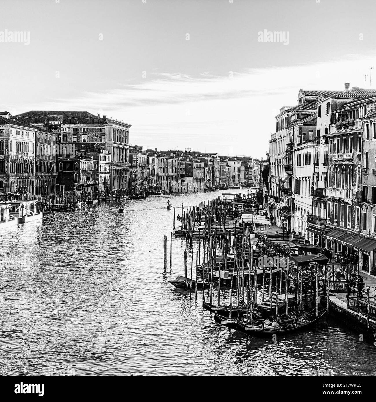 View of the grand canal from the Rialto Bridge at the sunset Stock Photo