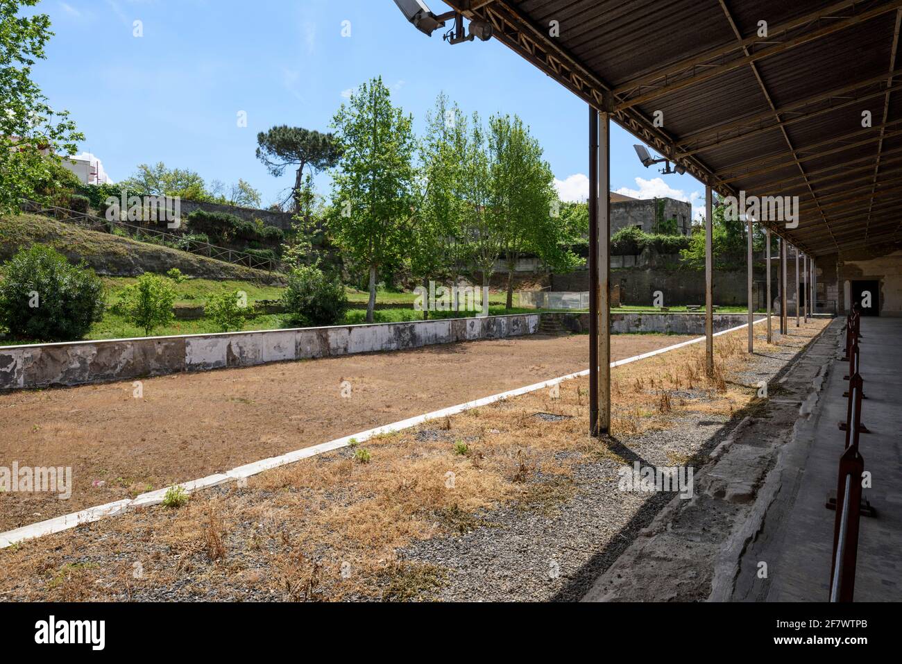 Torre Annunziata. Italy. Archaeological site of Oplontis (Villa di Poppea / Villa Poppaea). The large outdoor swimming pool, measuring 61x17 metres. Stock Photo