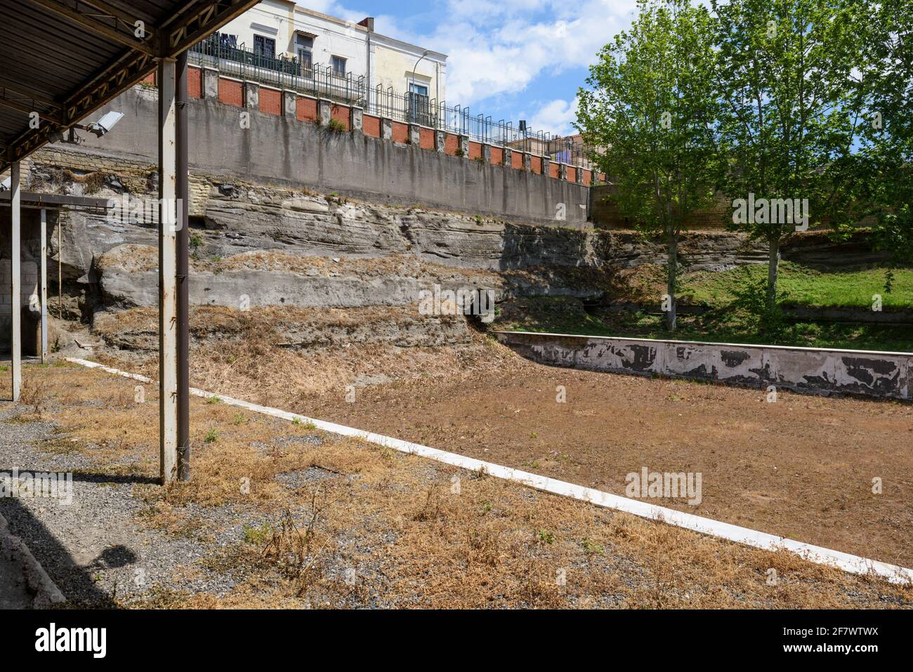 Torre Annunziata. Italy. Archaeological site of Oplontis (Villa di Poppea / Villa Poppaea). The large outdoor swimming pool, measuring 61x17 metres. Stock Photo