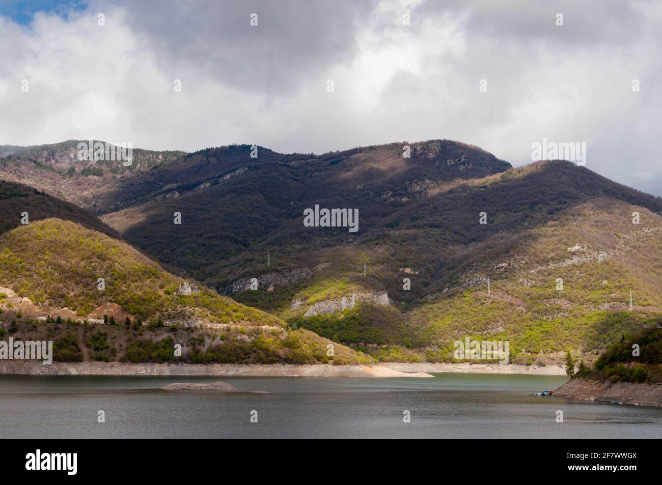 A beautiful panorama of Vacha dam, Bulgaria Stock Photo