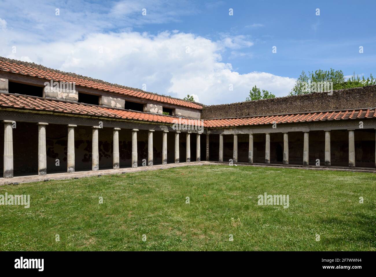 Torre Annunziata. Italy. Archaeological site of Oplontis (Villa di Poppea / Villa Poppaea / Villa A). Viridarium, a garden that once overlooked the se Stock Photo