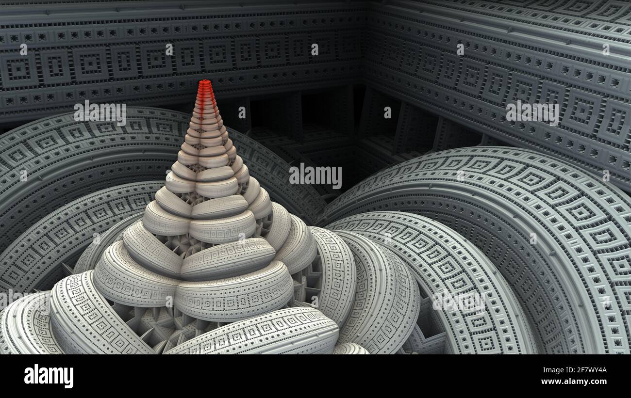 Bizarre 3D fractal background with recursive structures and shapes ...