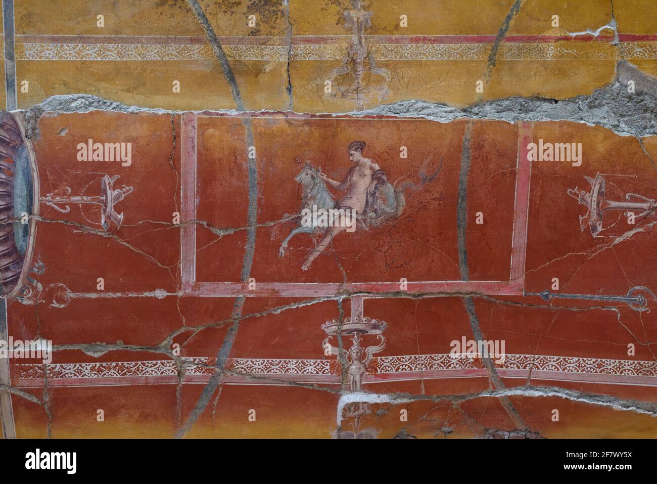 Torre Annunziata. Italy. Archaeological site of Oplontis (Villa di Poppea / Villa Poppaea / Villa A). Caldarium, detail of a fresco in the Third Style Stock Photo