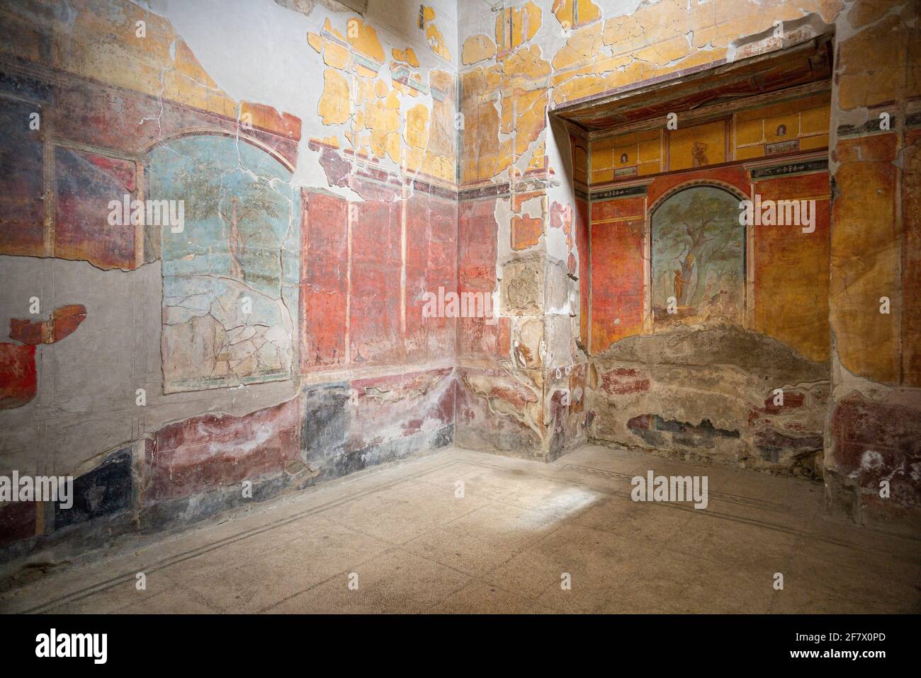 Torre Annunziata. Italy. Archaeological site of Oplontis (Villa di Poppea / Villa Poppaea / Villa A). The caldarium, later transformed to a sitting ro Stock Photo