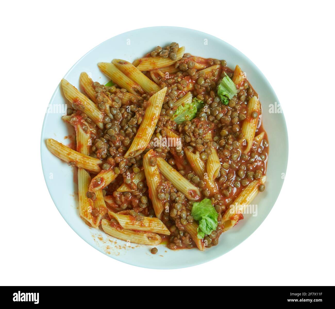 Minestra di lenticchie e pasta - Umbrian  Pasta and  lentil soup Stock Photo