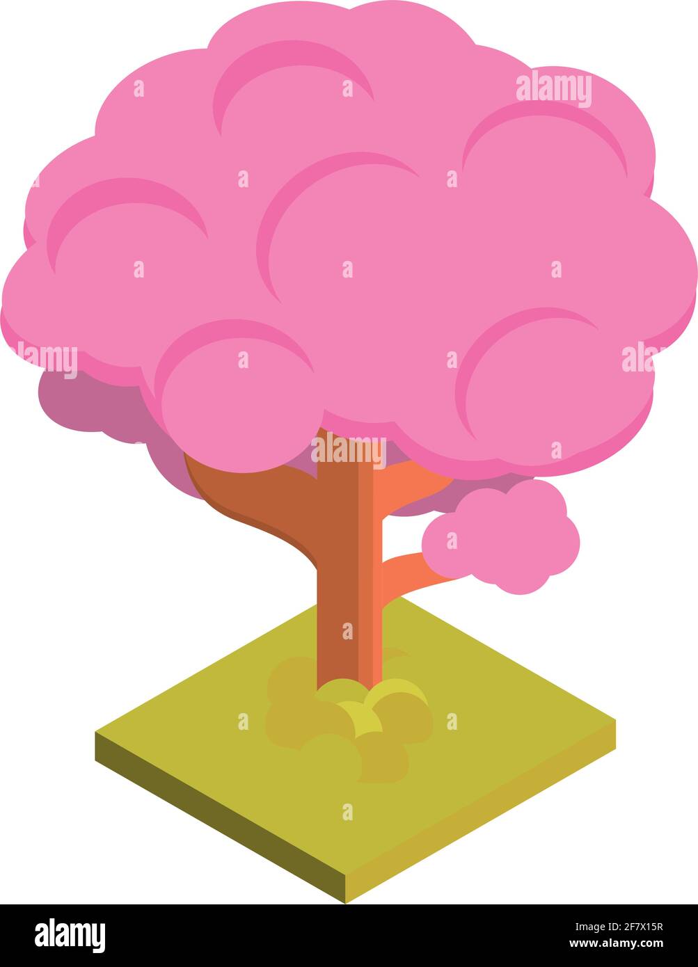 pink tree isometric isolated style Stock Vector