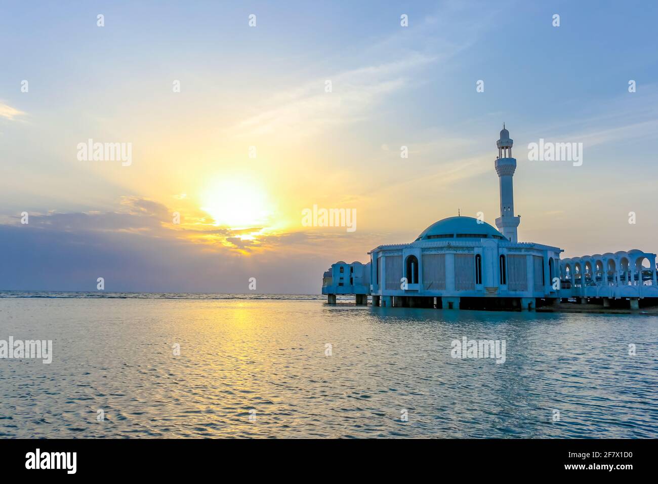 Al Rahma Mosque The Floating Mosque In Jeddah, Saudi Arabia Stock