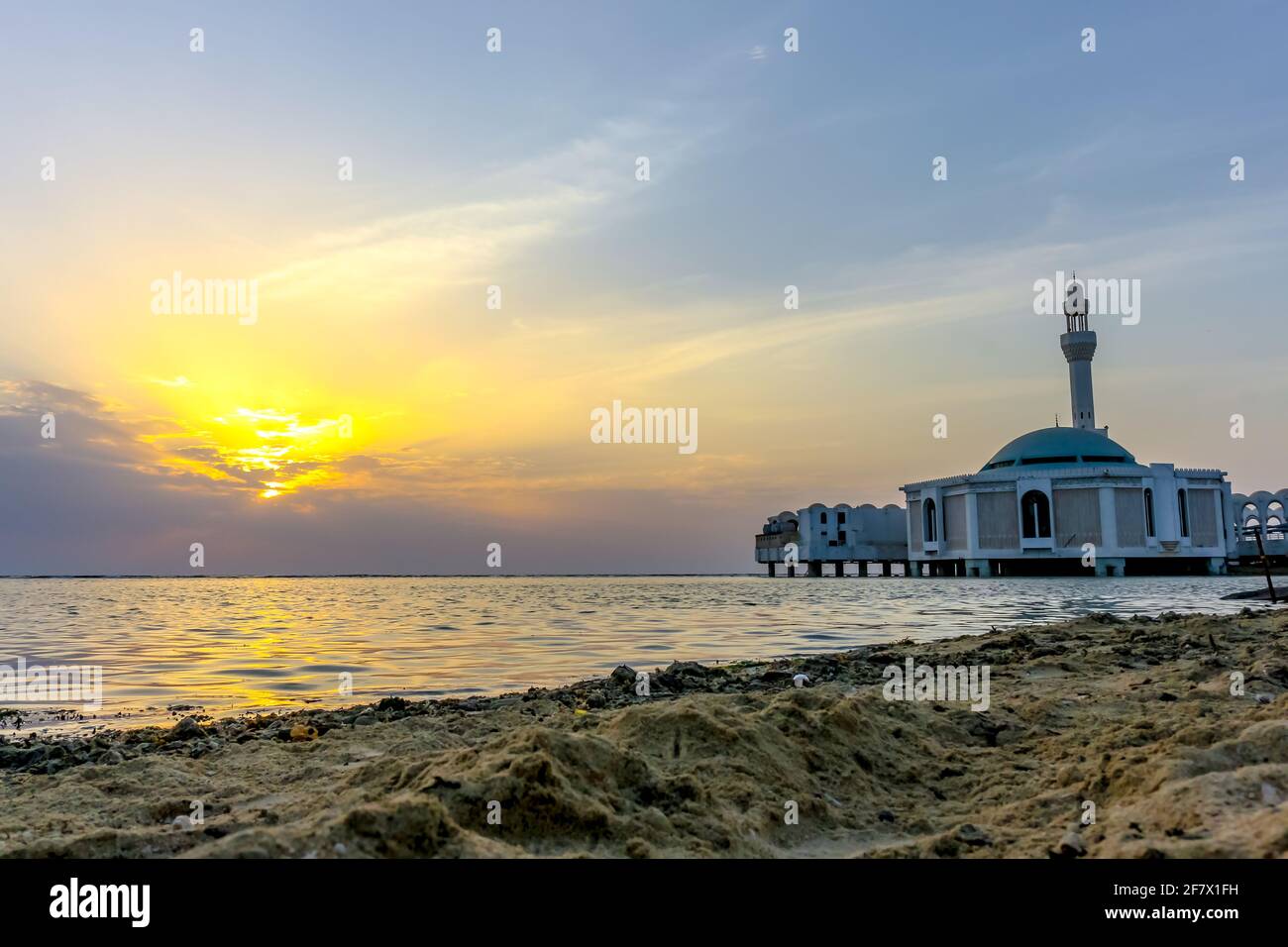 Al Rahma Mosque The Floating Mosque In Jeddah, Saudi Arabia Stock