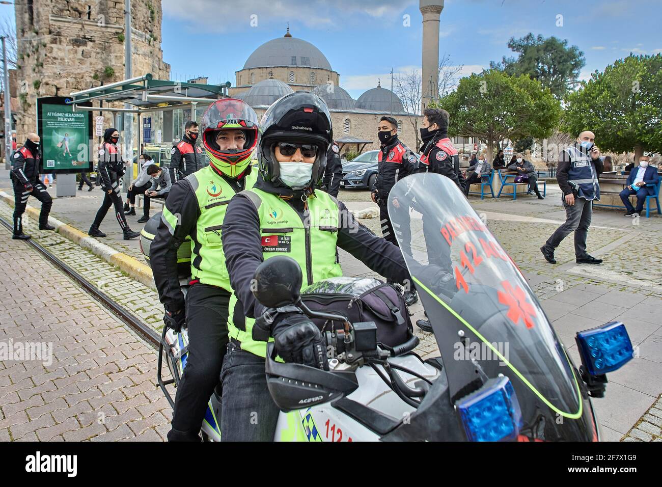 Turkish police officers wearing face masks to protect against coronavirus  prepare to ensure safety of citizens at rally in Antalya, Turkey Stock  Photo - Alamy