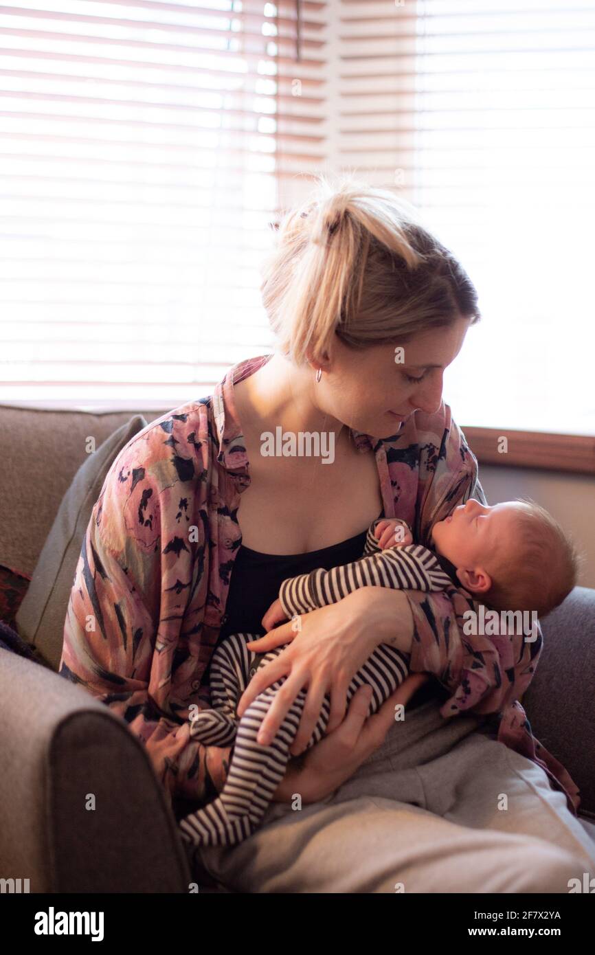 Mother and Newborn child Stock Photo