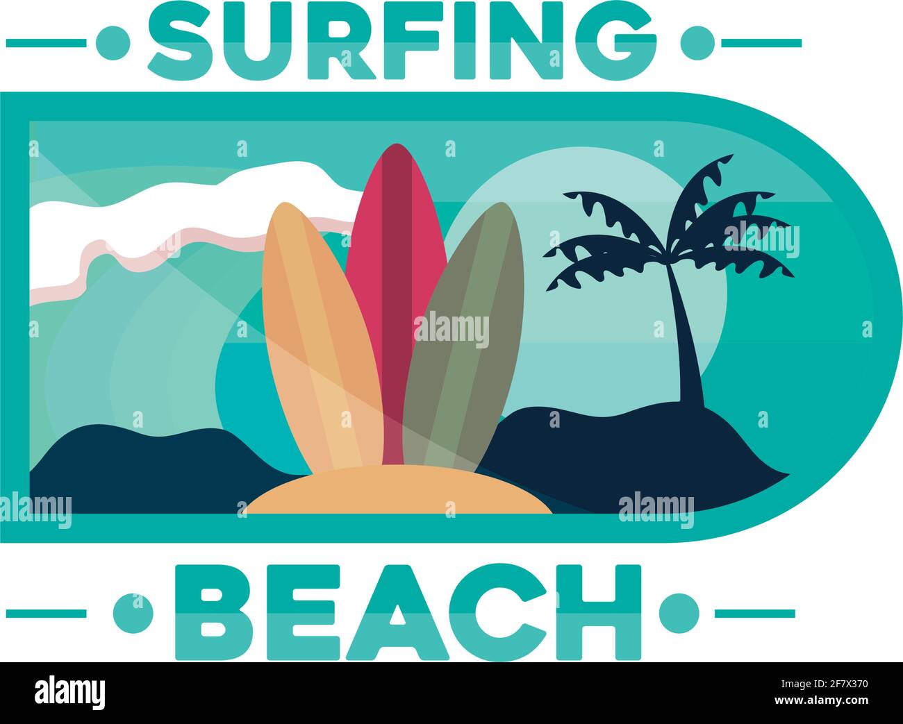 surfing beach surfboards wave palm Stock Vector Image & Art - Alamy