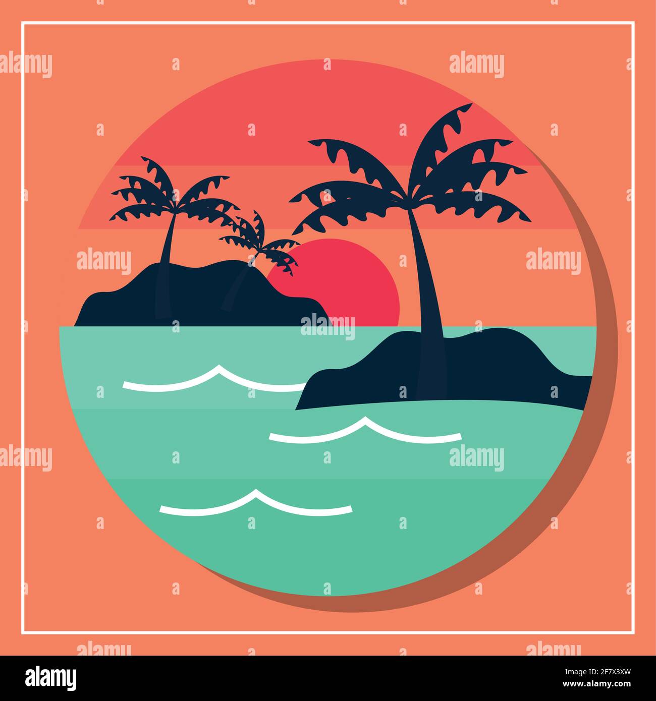 tropical island sea palms sunset Stock Vector Image & Art - Alamy