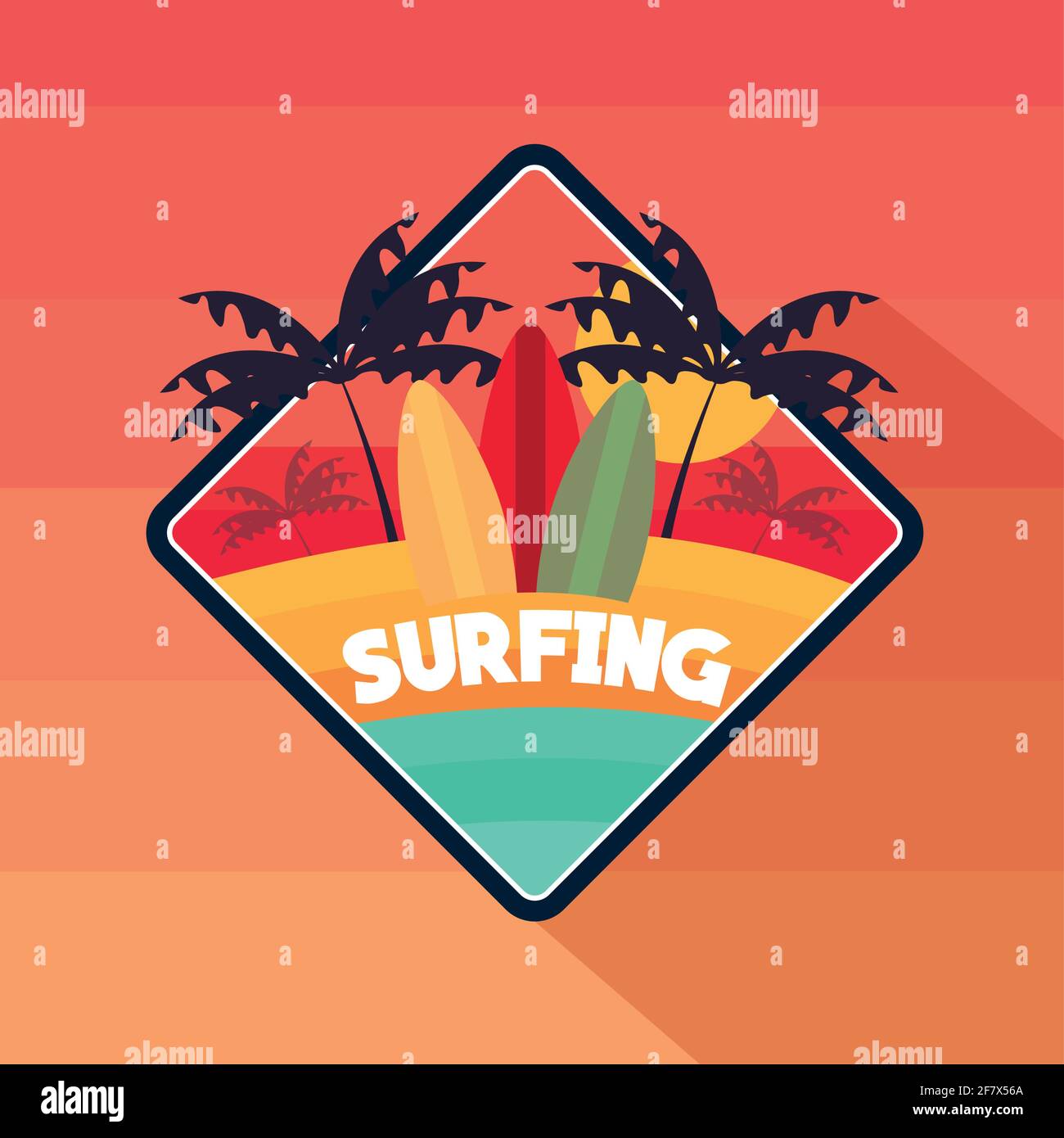 surfing surfboards palms sun tropic Stock Vector Image & Art - Alamy