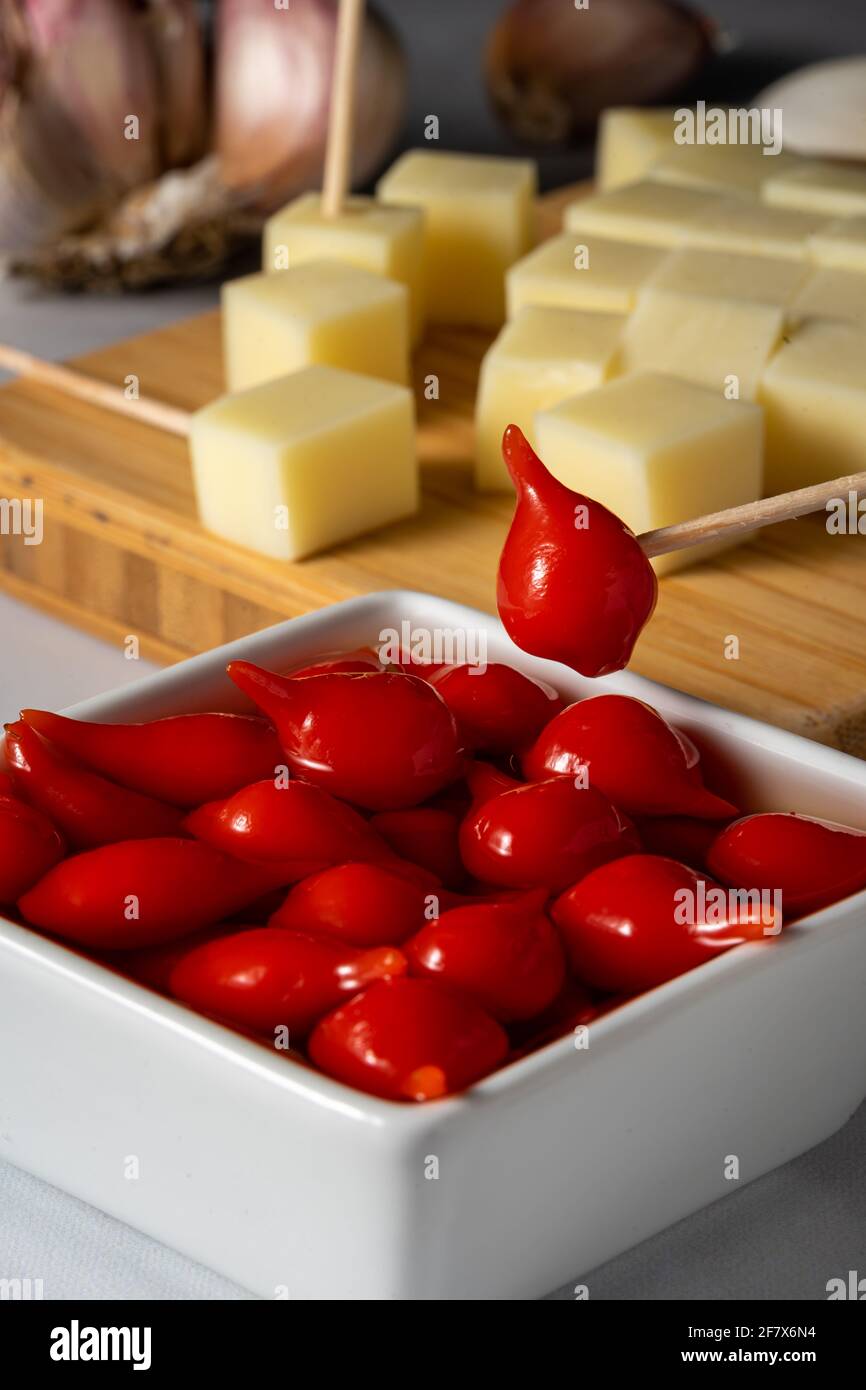 Peruvian spicy sweet drop peppers. Stock Photo