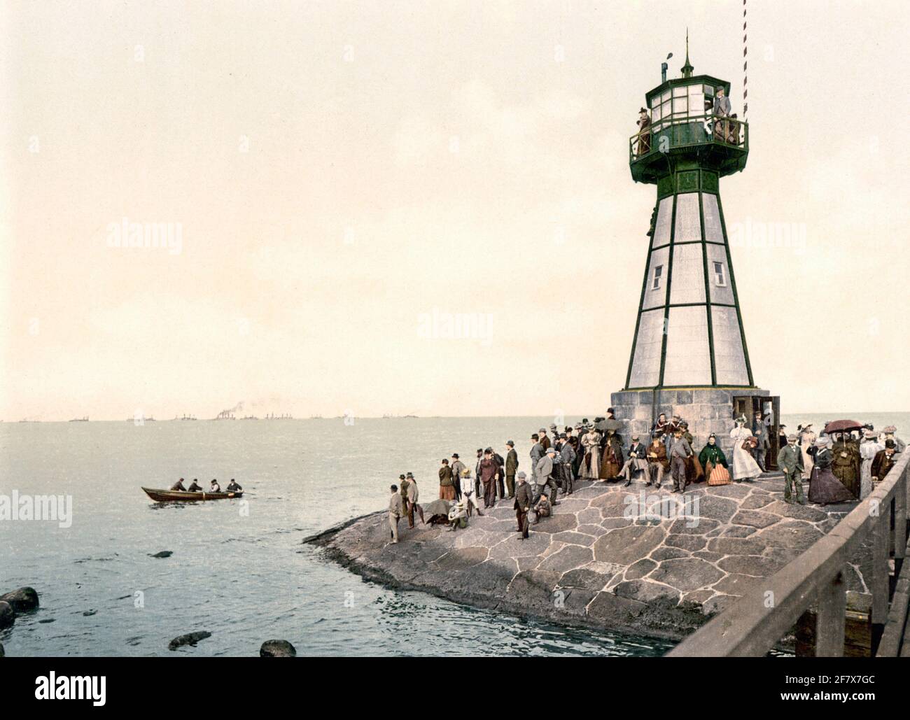 The lighthouse, Neufahrwasser, West Prussia, Germany i.e., Gdansk, Poland, circa 1900 Stock Photo