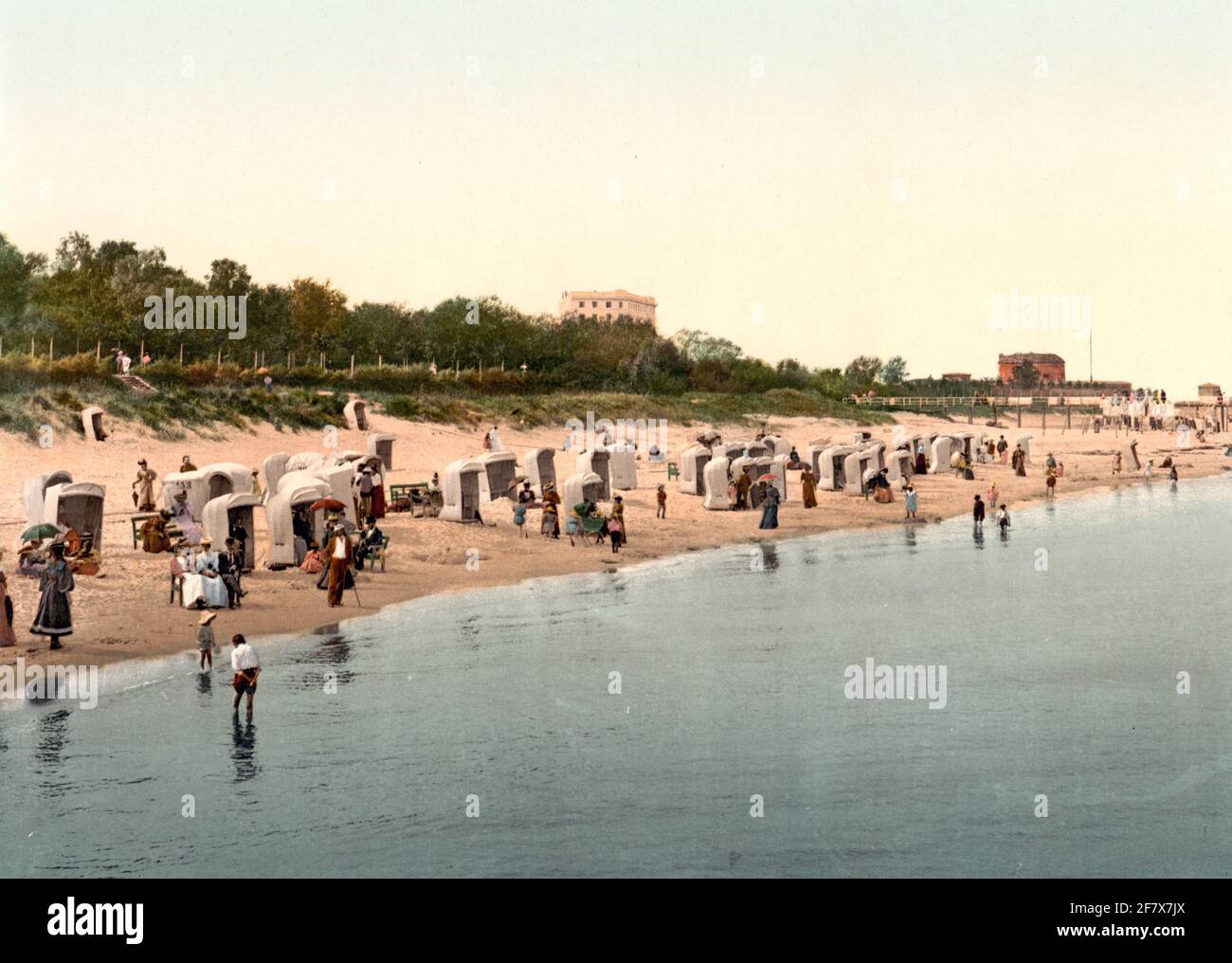 Hotel and beach, Colberg, Pomerania, Germany i.e.,Kołobrzeg, Poland, circa 1900 Stock Photo