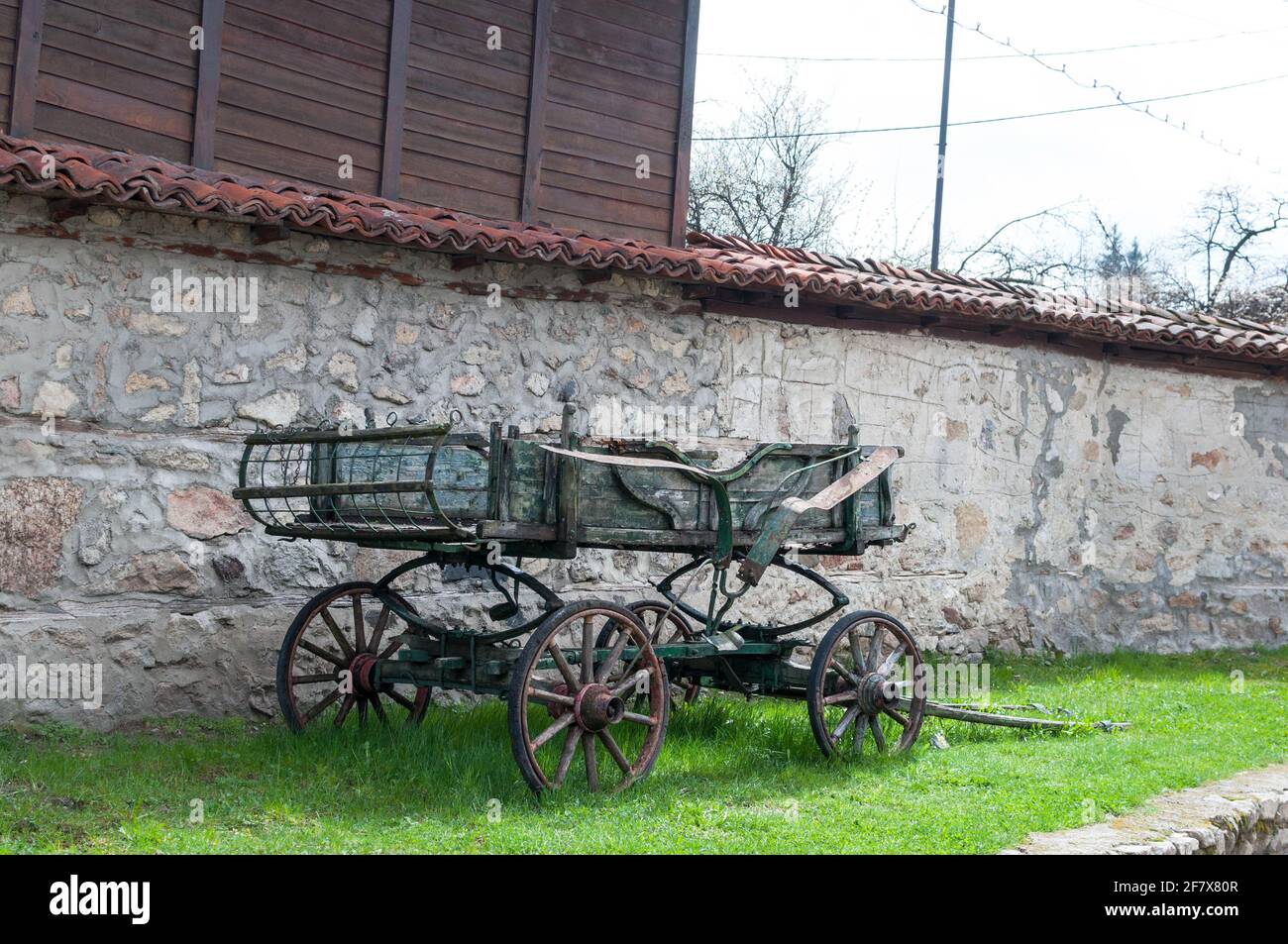 A wooden cart in Koprivshtitsa, Bulgaria Stock Photo