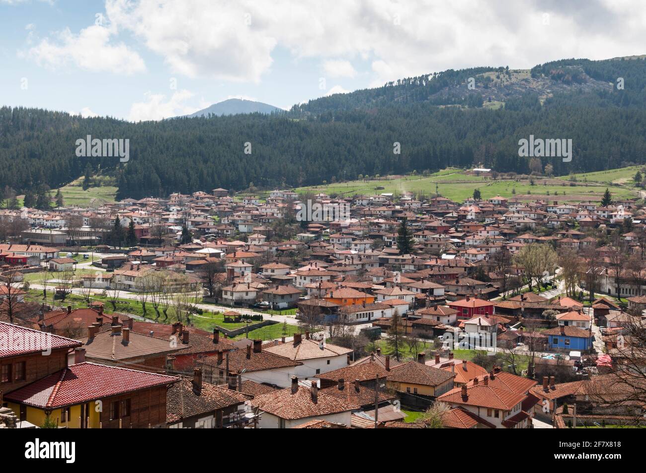 A bird's eye view over the village of Koprivshtitsa, Bulgaria Stock Photo