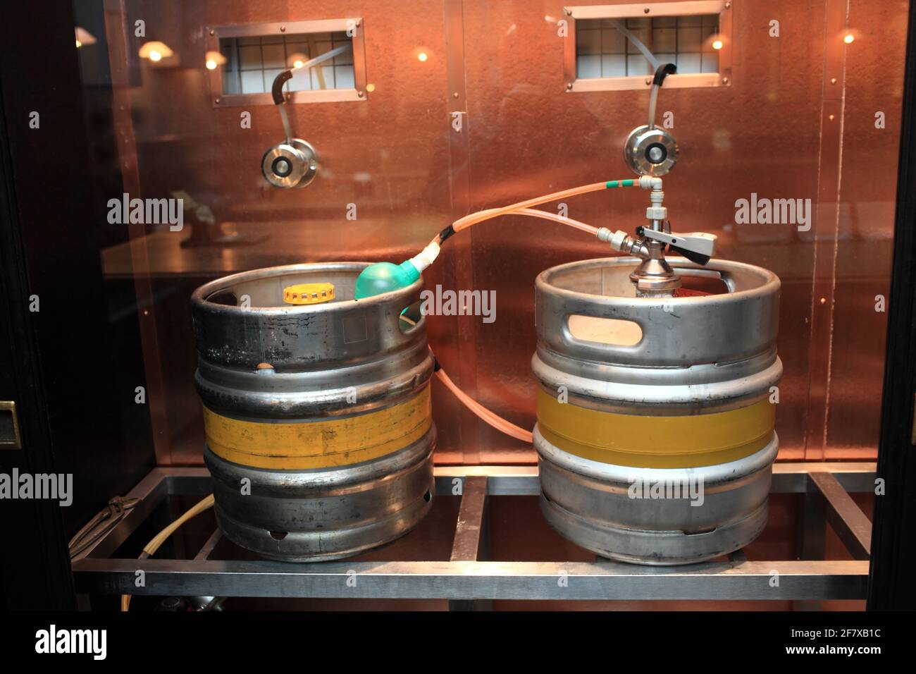 Two kegs with beer at an old brewery Stock Photo Alamy