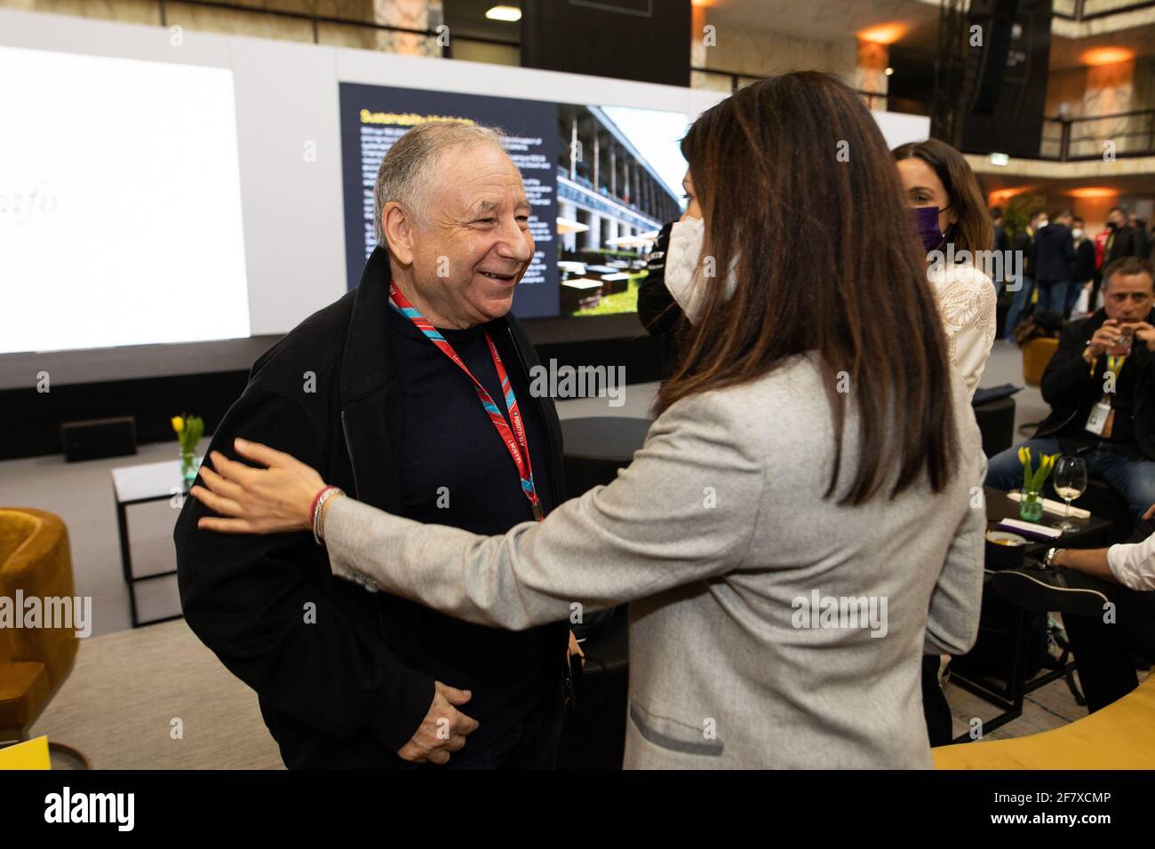 TODT Jean (fra) FIA President, portrait, Virginia Raggi, Mayor of Rome during the 2021 Rome ePrix, 3rd round of the 2020-21 Formula E World Championship, on the Circuito Cittadino dell'EUR from April 9 to 11, in Rome, Italy - Photo Germain Hazard / DPPI / LiveMedia Stock Photo