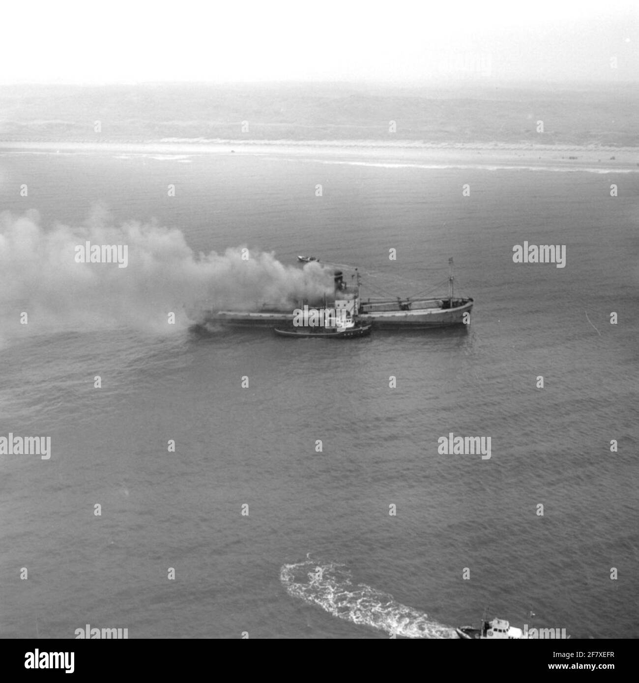 Aerial view of a burning oil tanker at sea Stock Photo Alamy