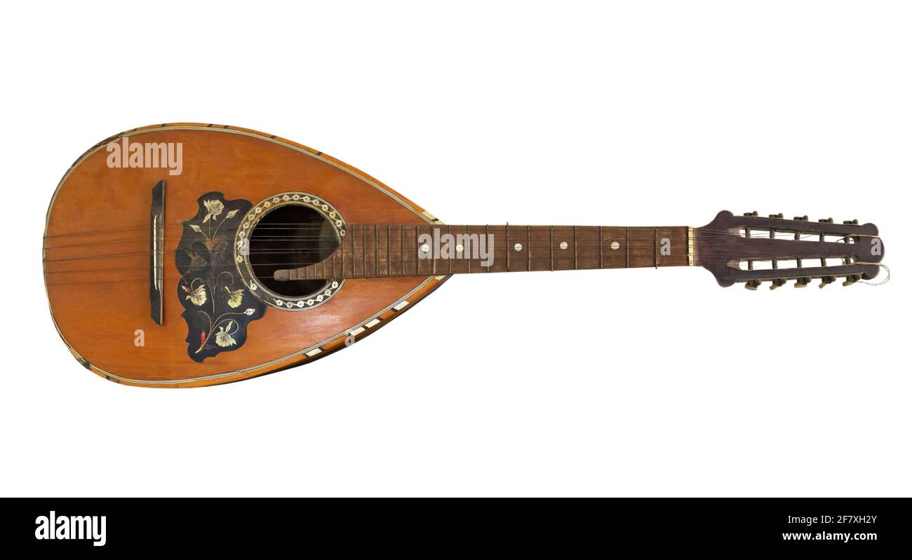 Old mandolin isolated on white background Stock Photo