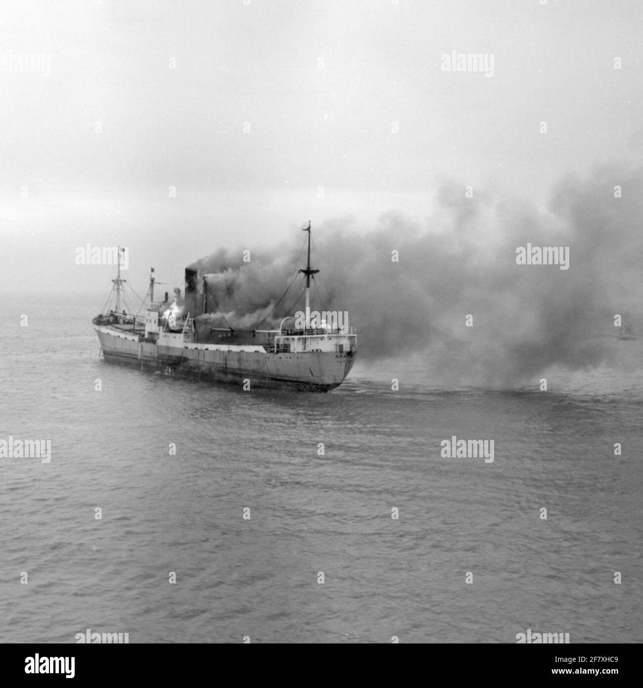 Aerial view of a burning oil tanker at sea Stock Photo Alamy