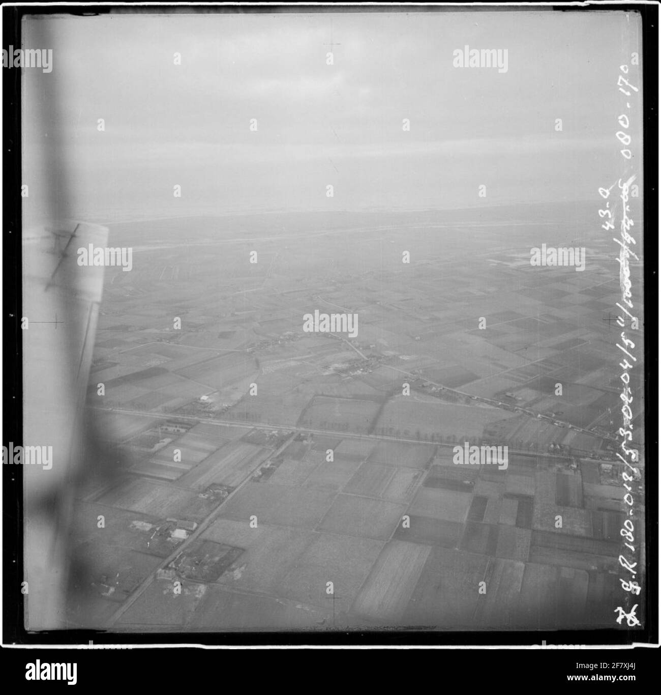 Water shortage disaster 1953. Air photo of the hamlet of Gors, an area