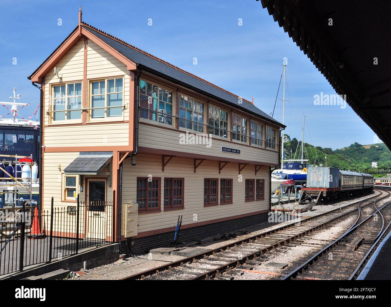 Kingswear Signal Box on the Dartmouth Steam Railway, Kingswear, South Devon, England, Uk Stock Photo