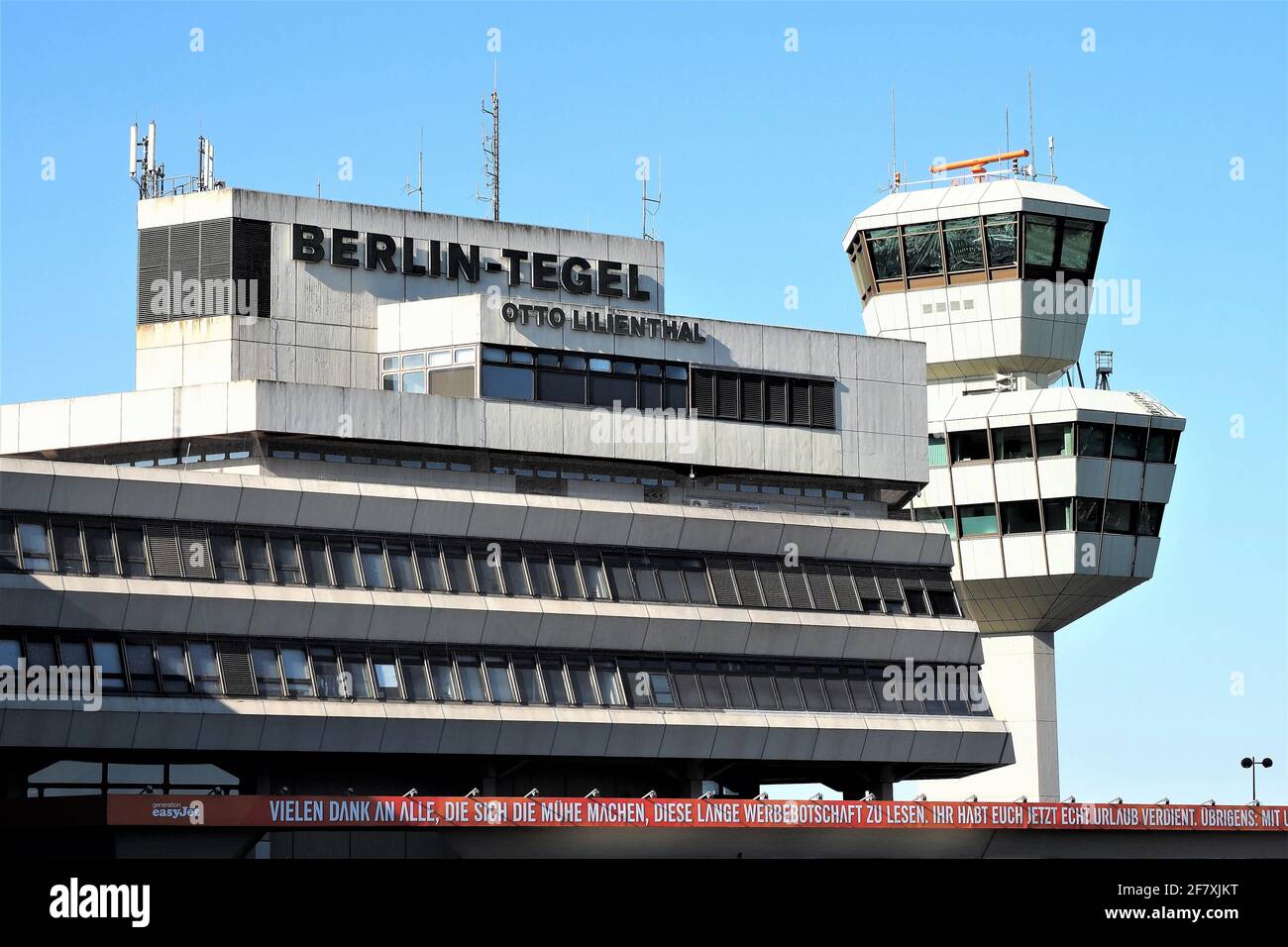 Terminal and Tower of Airport Berlin-Tegel TXL 5 days before cloing the airport on 8 November 2021 due to opening of  Airport Berlin-Brandenburg BER Stock Photo