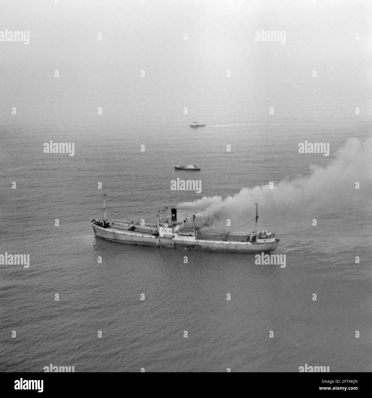 Aerial view of a burning oil tanker at sea Stock Photo Alamy