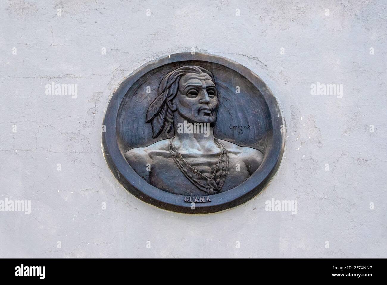 Sculpture of Indian leader 'Guama' in Santiago de Cuba, Cuba Stock Photo