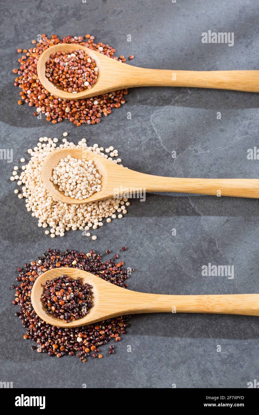 Red, black and white quinoa seeds Top view Stock Photo Alamy