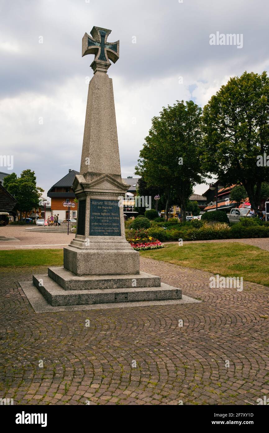 Schluchsee, Baden-Württemberg, Germany - July 28 2020 : War memorial in the town center in honor of Emperor William I (Kaiser Wilhelm) and his armies Stock Photo