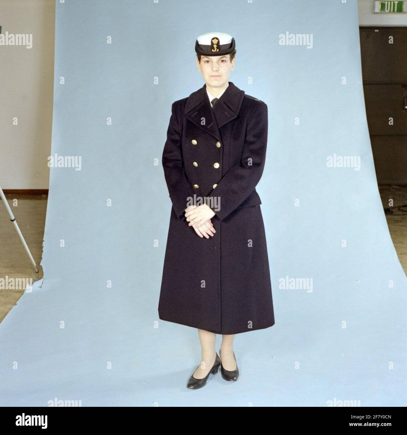 Female sailor of the first class of the royal navy km in daily outfit with skirt and long winter coat 1989 Stock Photo Alamy