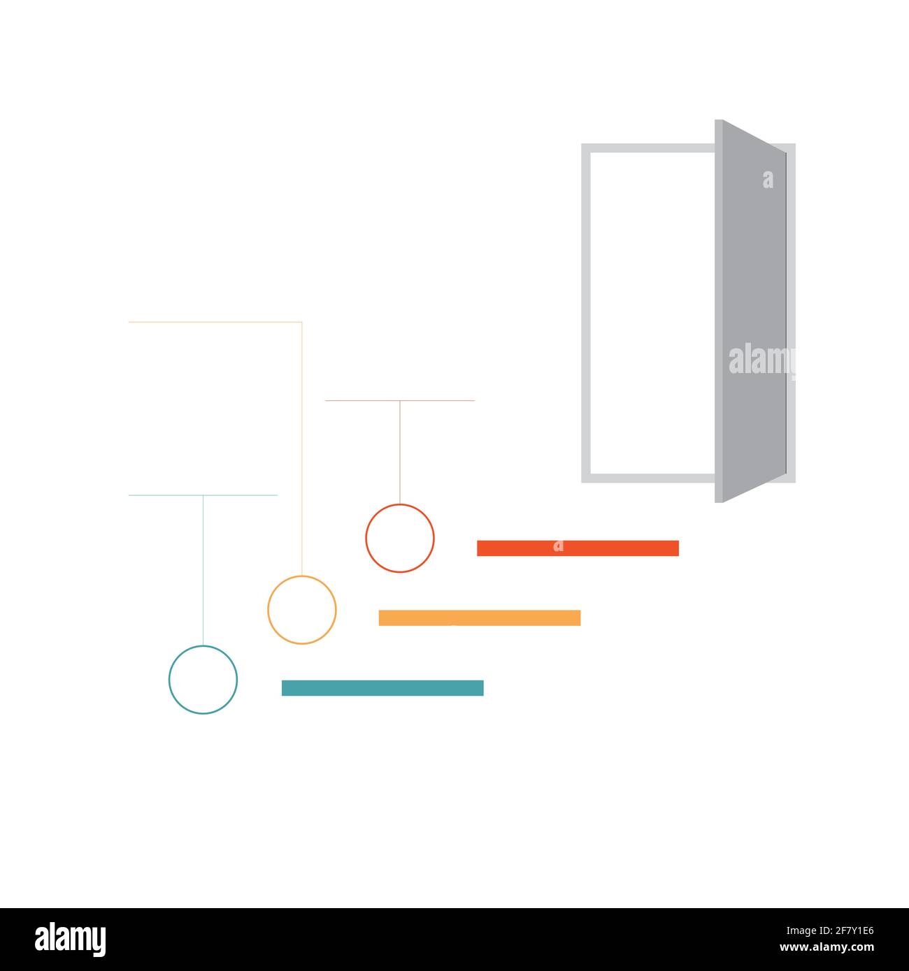 Ladder of success, leading up to an open door. Successful strategy concept in infographics