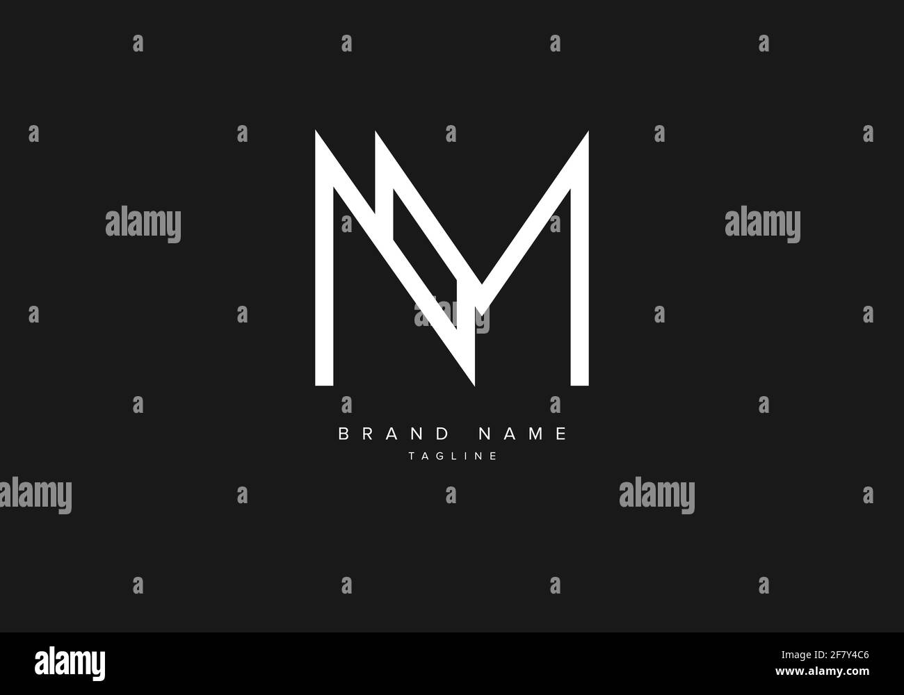 Monogram alphabet letter logo icon NM or MN Stock Vector