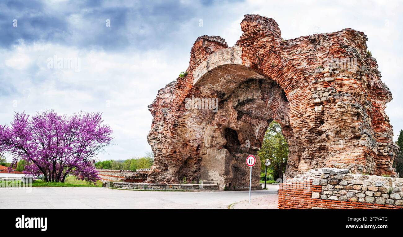 The South gate of Hisarya's Late Roman fortifications, the largest preserved in Bulgaria Stock Photo