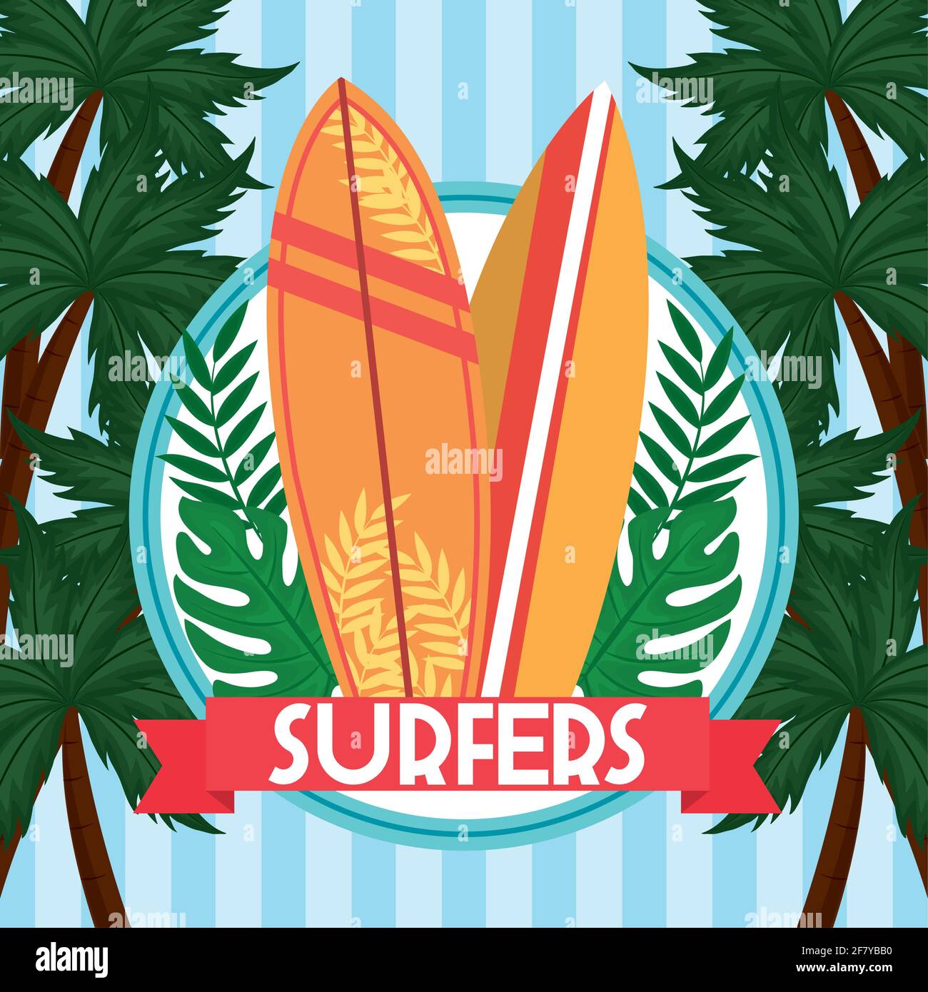 surfers surfboards palms leaves banner Stock Vector Image & Art - Alamy
