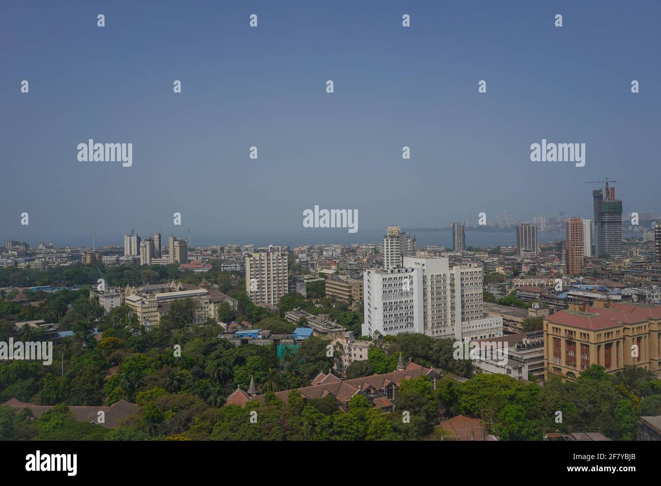 Sky view of Colaba Mumbai city during lockdown. Empty streets and roads ...