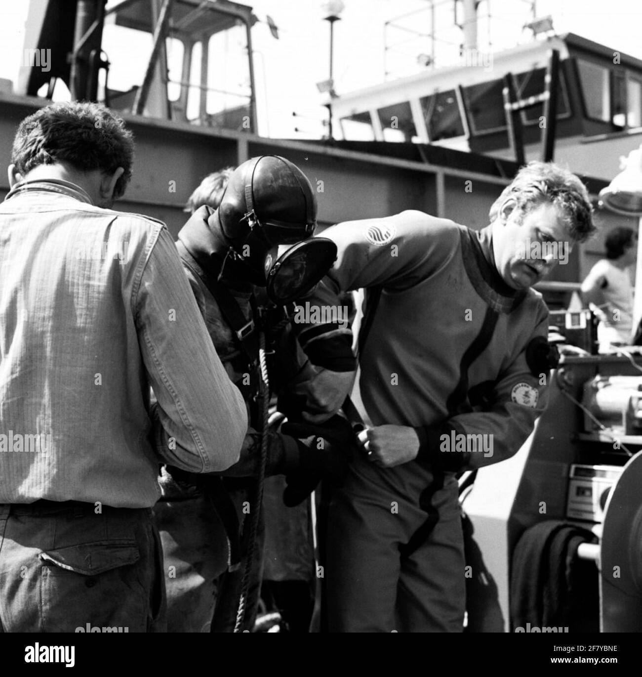 Diver aboard diving vessel Nautilus Stock Photo Alamy
